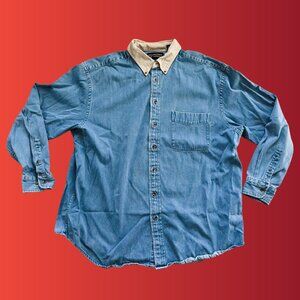 Men's XL Denim Long Sleeve Button Down